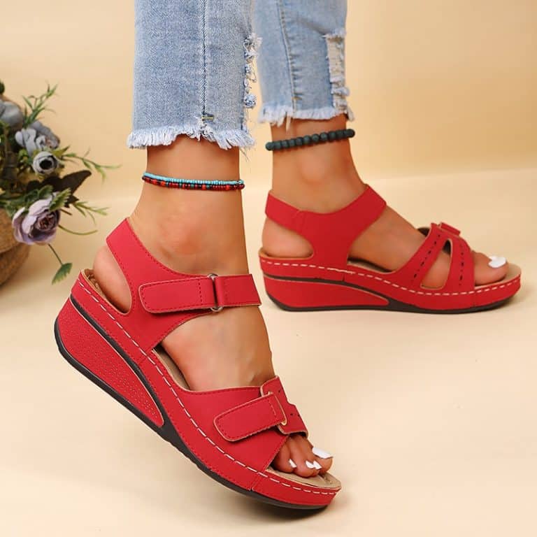 Soft orthotic sandals for women bright red with insoles