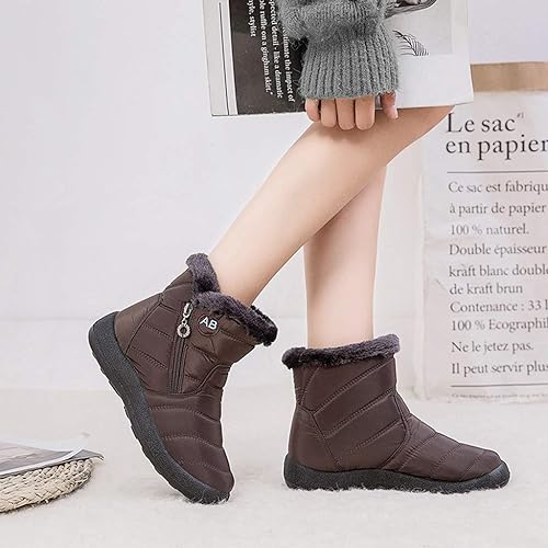 Brown winter ankle boots for women, suitable for flat feet.