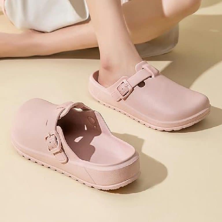 Pink medical clogs for women with adjustable buckle