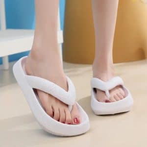 Silicone orthopedic flip-flops for women, white color, simple and comfortable design.